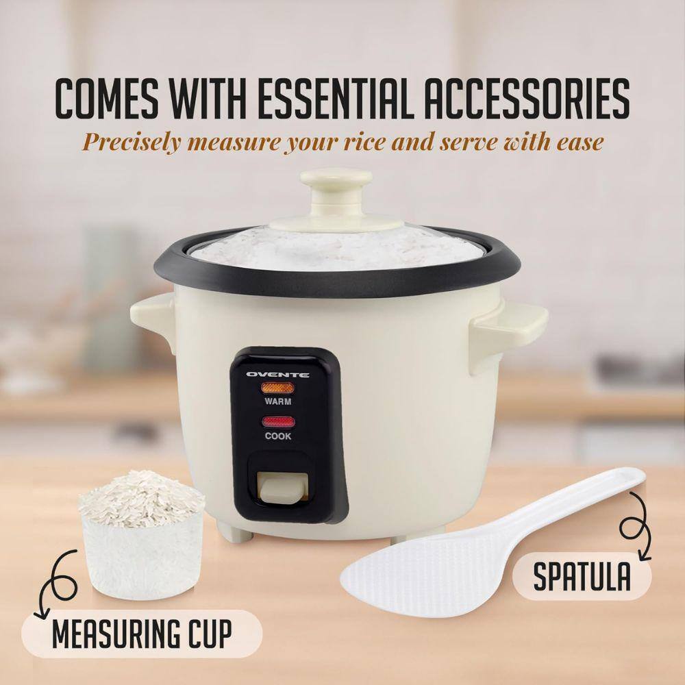 Cream 4 Cups Rice Cooker with Non-Stick Aluminum Pot Automatic Keep Warm Measuri