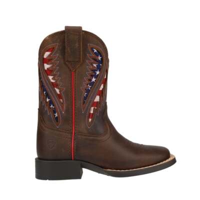 Ariat Quickdraw Venttek Американский флаг Square Toe Cowboy Youth Boys Brown Casual