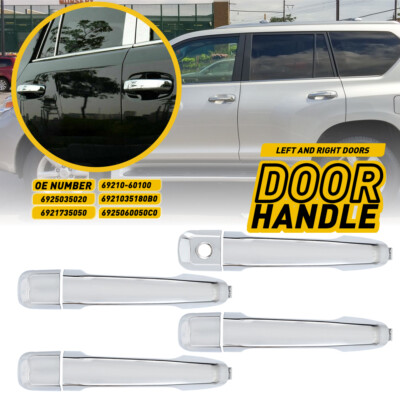 For 2017-2020 Toyota Land Cruiser 4X L+R Exterior Door Handle Front+Rear Chrome