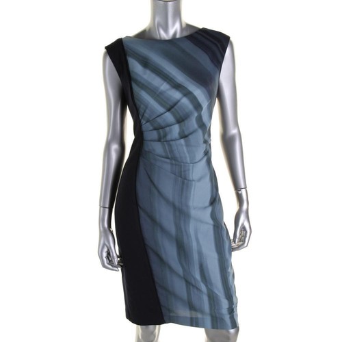 AMERI Short Sleeve Dress M Polyester Black Layered Balloon