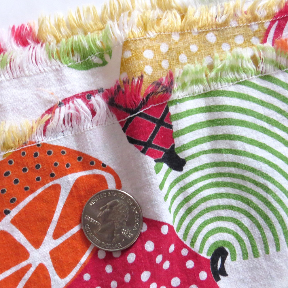 Vintage 50s Fruit & Veggie Print Cotton Fabric 35x1.6yd