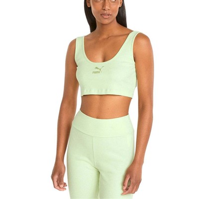 

Puma Classics Ribbed Scoop Neck Crop Womens Green 533447-36, Зеленый