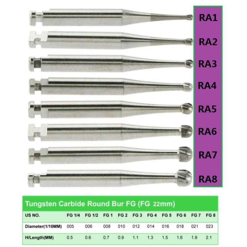 Ra1-8 Dental Lab Clinic Low Speed Tungsten Steel Burs F Contra Angle Handpiece