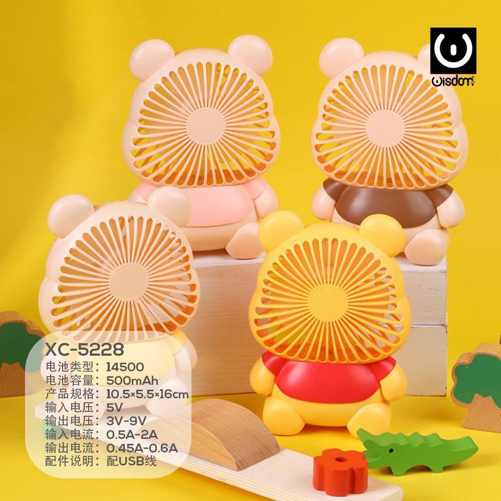 Mini Ventilatore Portatile Viaggio Batteria Ricaricabile Usb A Forma Di Orso wis