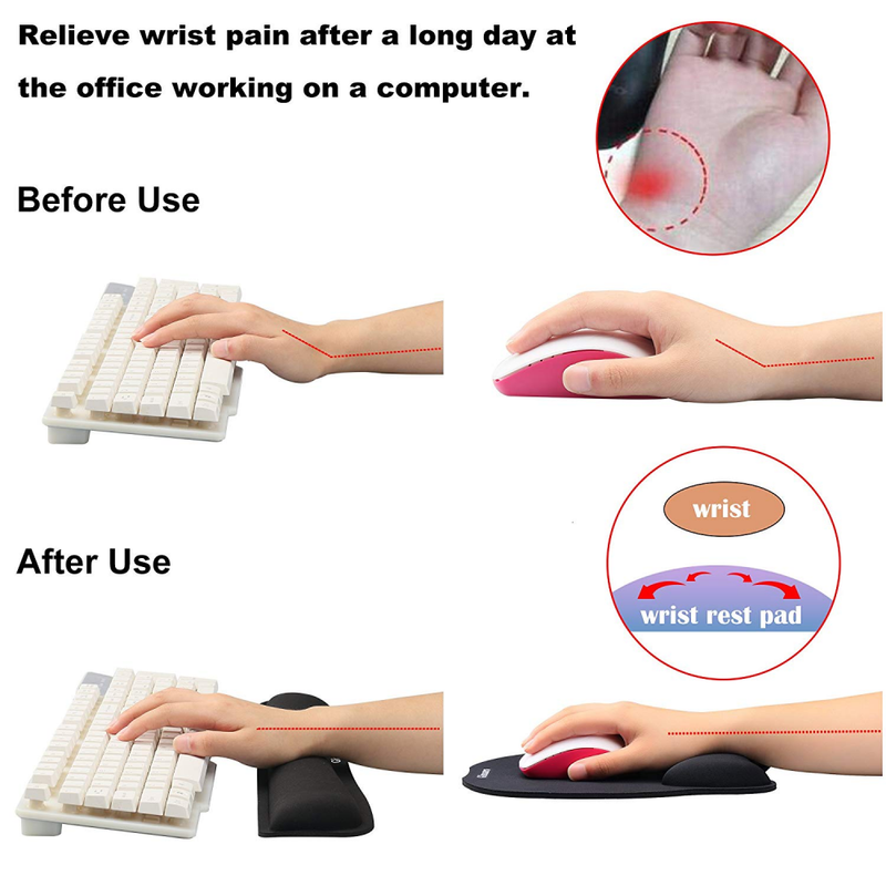 Gimars Superfine Fibre Soft Memory Foam Gel Mouse Pad Wrist Support and Non Slip