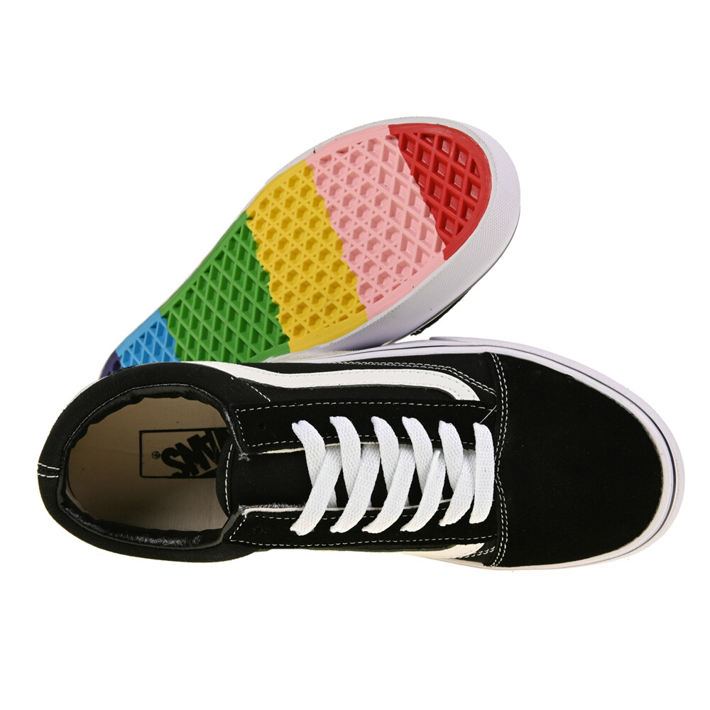 black vans with rainbow sole
