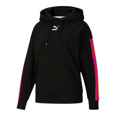 Пуловер с капюшоном и логотипом Puma Clsx, женская черная повседневная верхняя одежда 589768-56