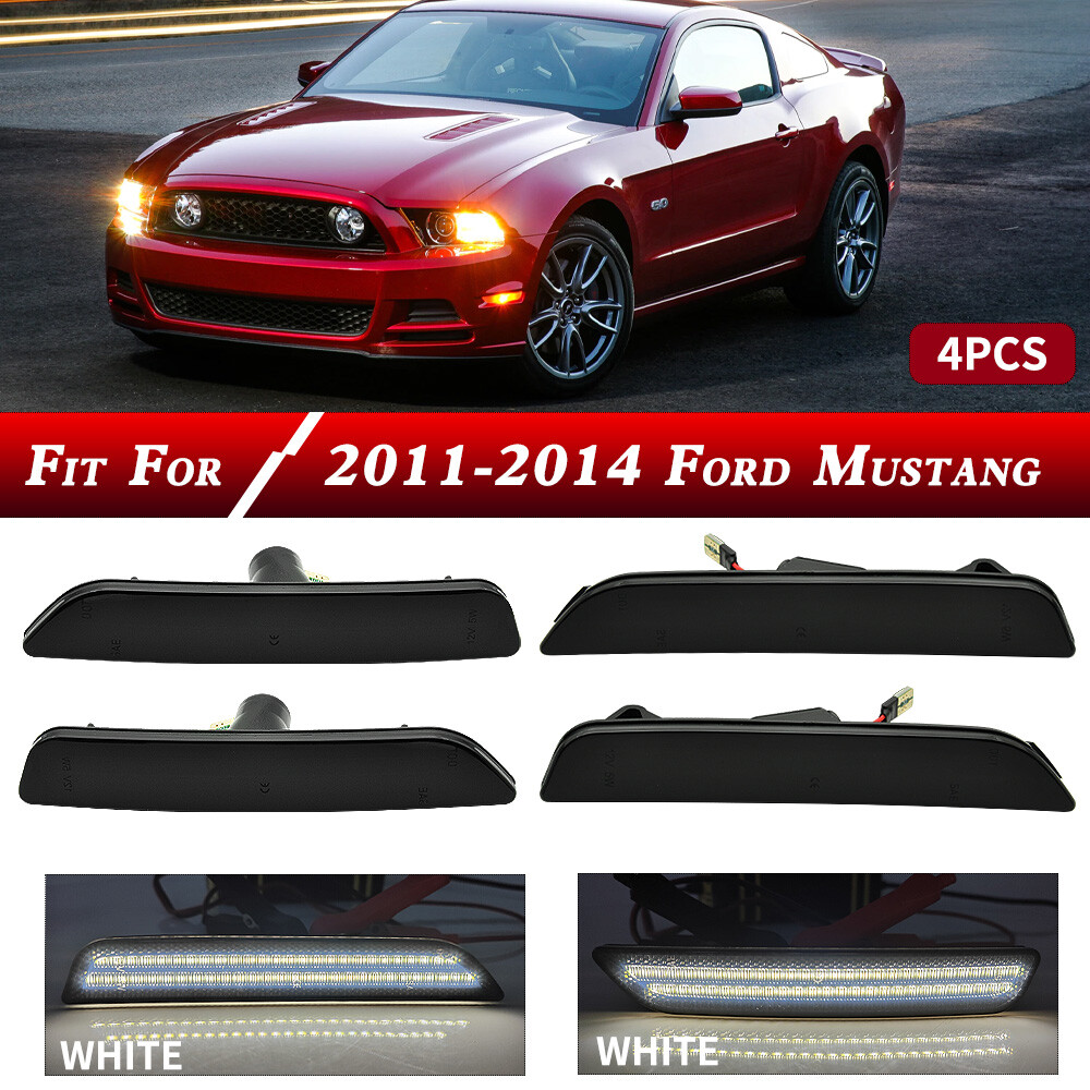 For 2010-2014 Ford Mustang Smoked Lens Front & Rear LED Side Marker Lights USA