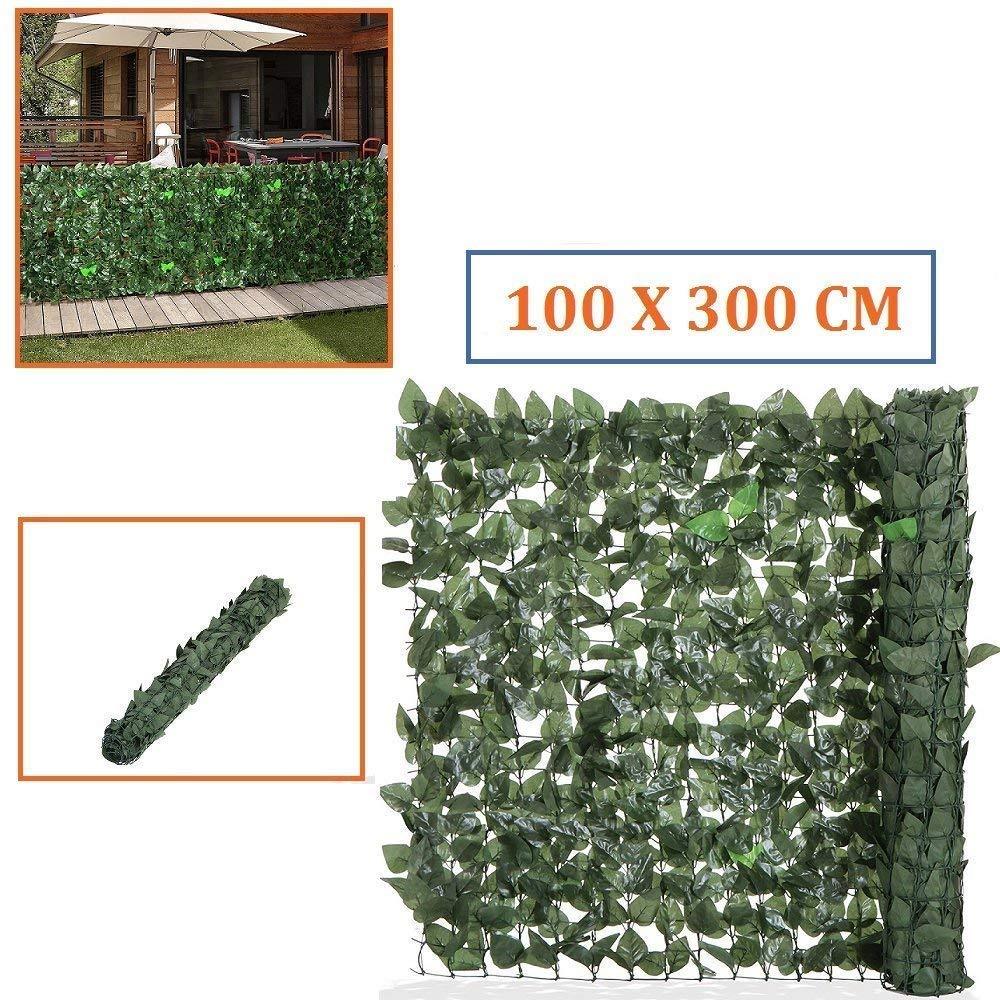 Siepe Finta Siepe Artificiale Foglia Edera Lauro Sintetica Anticaduta 3x1mt hmj