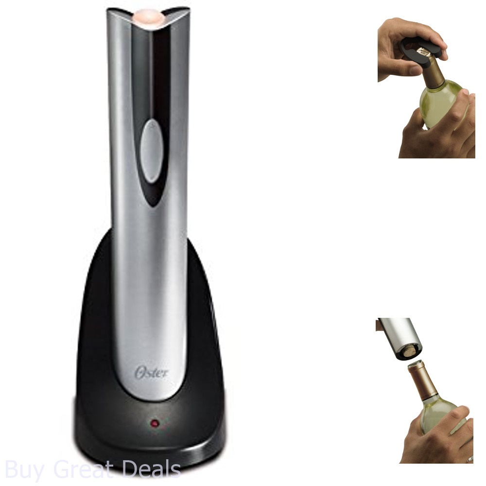 Silver Oster Cordless Electric Wine Bottle Opener Foil Cutter Corkscrew Remover eBay