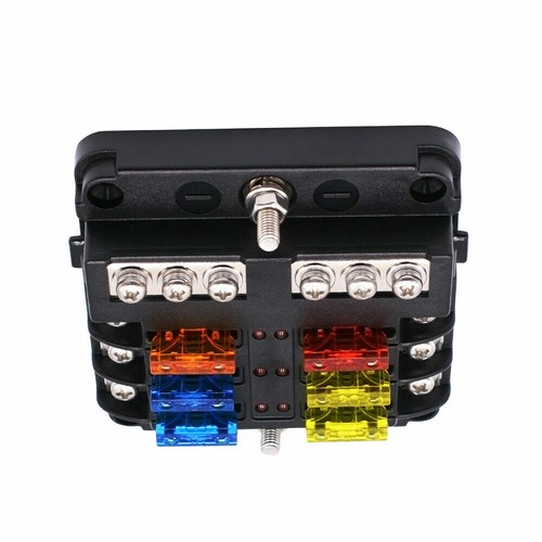 6-Way Car Marine Waterproof Fuse Box Block Holder with LED Indicator DC 12V/24V