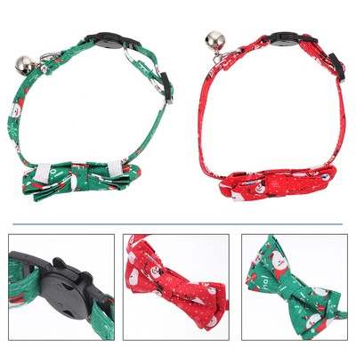 2 Pcs Festive Cat Collars Cat Christmas Bow Tie Collars Christmas Cat Collars