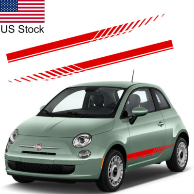 For Fiat 500 2x 74.8'' Red Vinyl Racing Style Stripe Car Body Side Fender Sticker