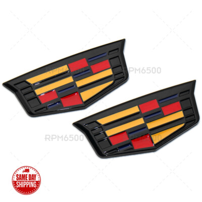 2x New Cadillac Fender Marker Side Body Logo Badge Emblem Car Decoration Sport V
