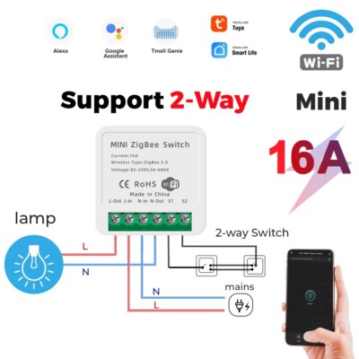 Tuya ZigBee 3.0 Smart Light Switch 100-240V16A Smart Home Automation DIY Breaker