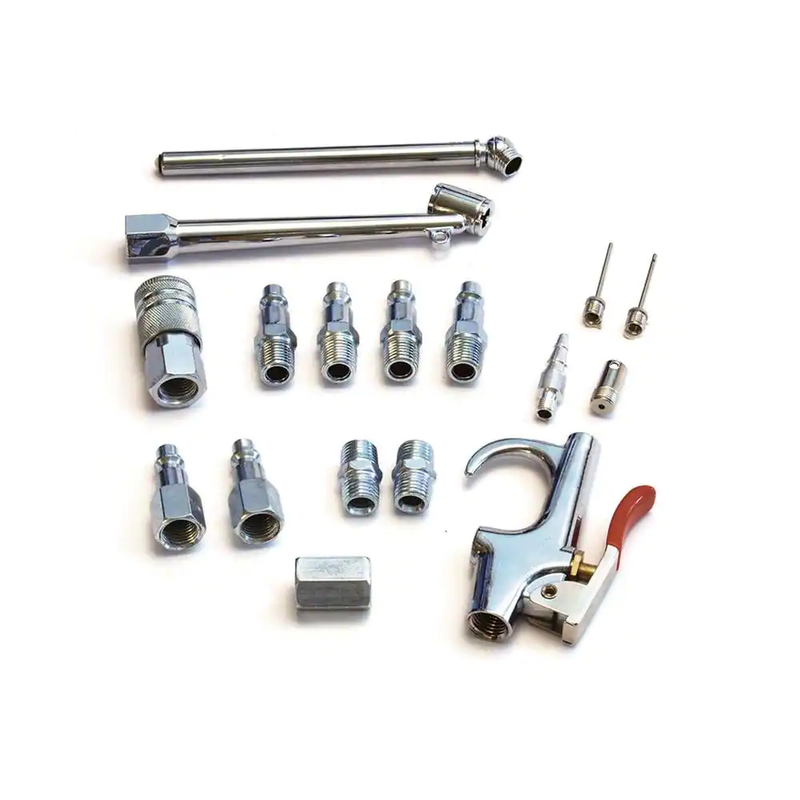 Primefit Air Compressor Accessory Kit Blow Gun Nozzle Coupler Zinc Steel 17 Pc