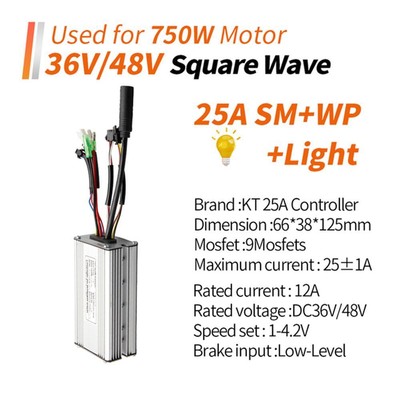 eBike KT Controller Kits 15-50A 36/48V SM WP Plug Sine Wave Controller SDE