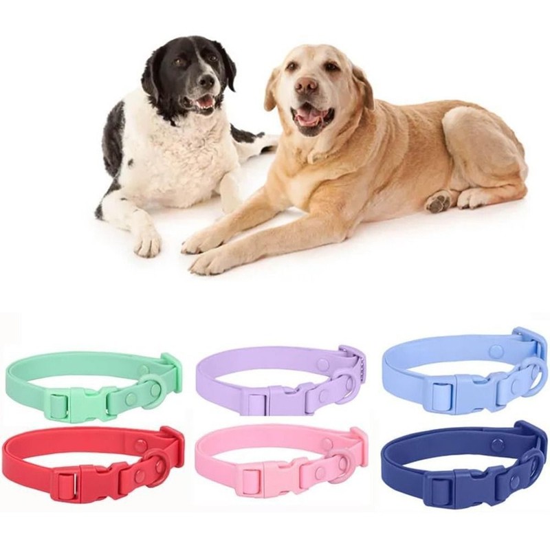 Dog Collar Adjustable Waterproof Soft Rubber PVC Puppy Collars Buckle Chain US