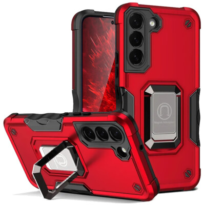For Samsung Galaxy S23 FE 5G Phone Ring Case Defender Stand Cover+Tempered Glass