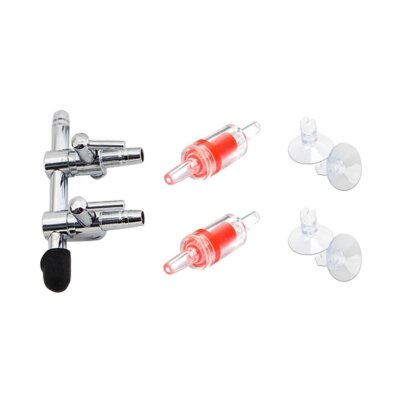 Aquarium Air Pump Splitter 7 In 1 Set 2way Air Flow Control Lever Valve & 2 Nonr