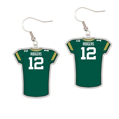 Green Bay Packers #12 Серьги из джерси с Аароном Роджерсом на крючках