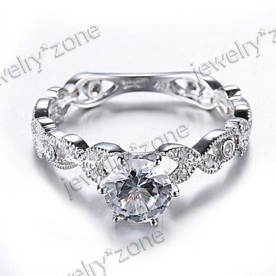 925 Sterling Sliver White Topaz SI Diamonds Jewelry Elegant Women Wedding Ring