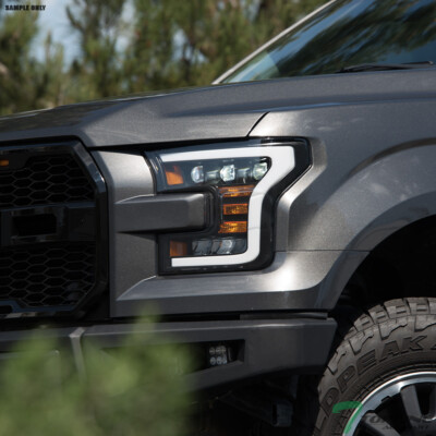 Topline For 15-17 Ford F150 Full LED Sequential Tri Projector Headlights - Black