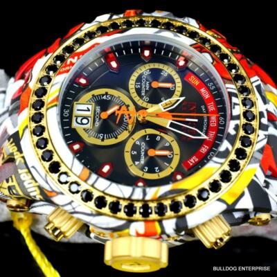 Pre-owned Invicta Reserve Subaqua Specialty 4.14 Ctw Black Spinel Swiss Graffiti Watch