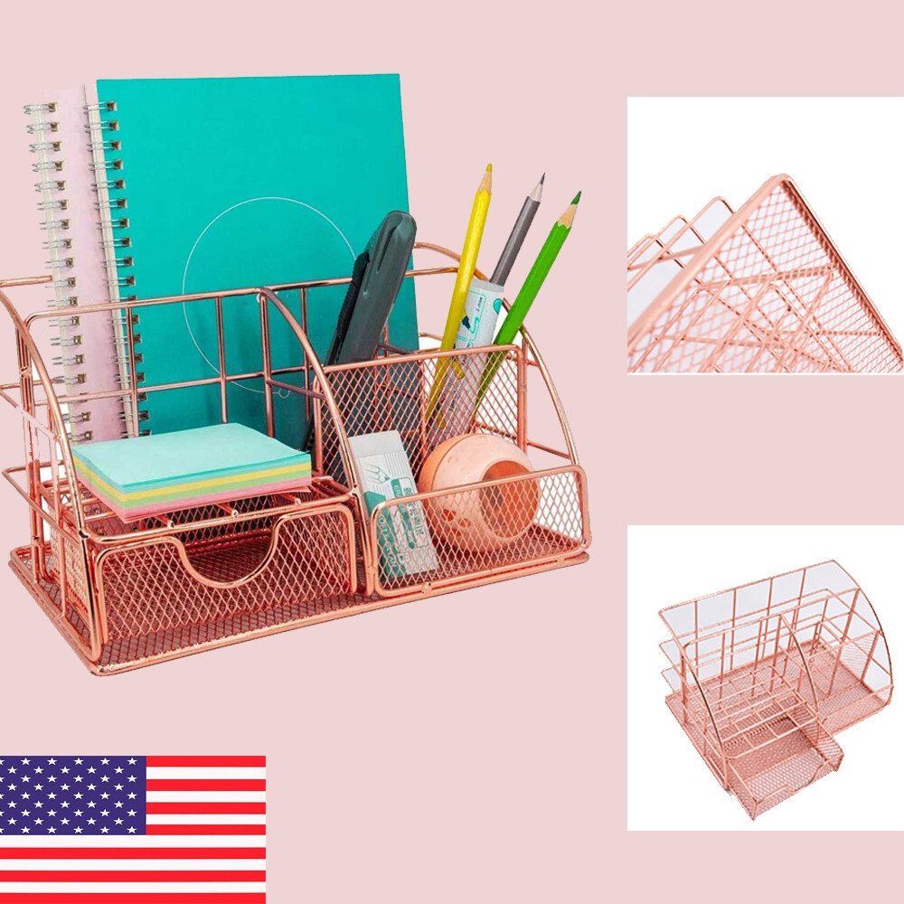 Gold Desk Accessories / Amazon Com Blu Monaco 5 Piece Cute Office Supplies Gold Desk Organizer