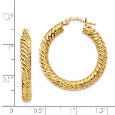 Pre-owned Superdealsforeverything Real 14kt Yellow Gold Polished Twisted Hoop Earrings