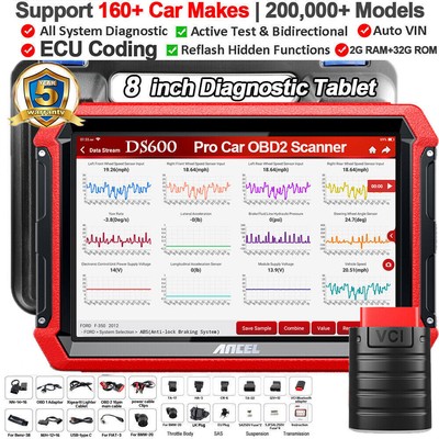 ANCEL DS600 Active Test OBD2 Scanner Car Diagnostic ECU Coding IMMO Code Reader