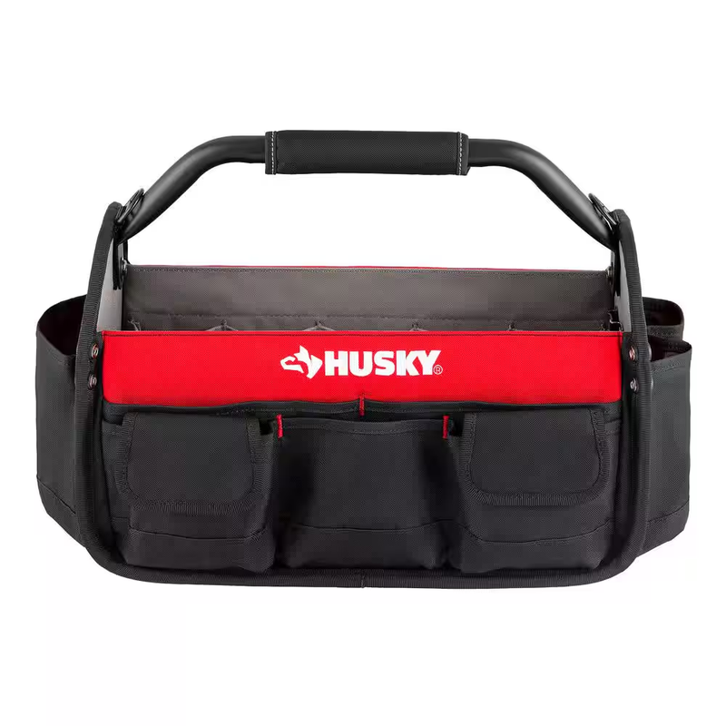 Husky 17 in Open Top Tool Bag 18 Pocket Water Resistant Tote w/ Rotating Handle