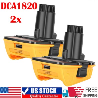2X 18V To 20V MAX DCA1820 Adapter Converter For DEWALT 20 Volt Li-ion Battery