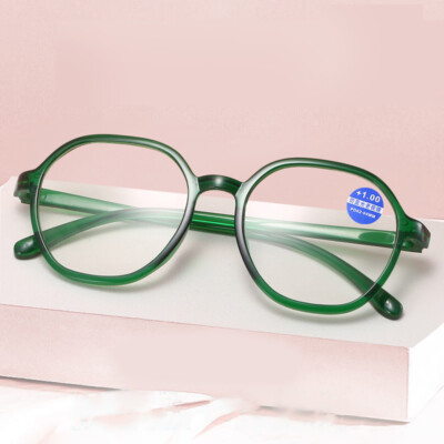 Polygon Reading Glasses Women Fashion Anti-Blue Light Eyeglasses Presbyopia +4  