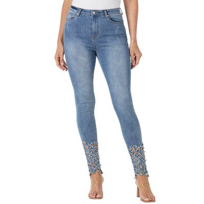 

Джинсы скинни Masseys со стразами и вырезами, Medium wash