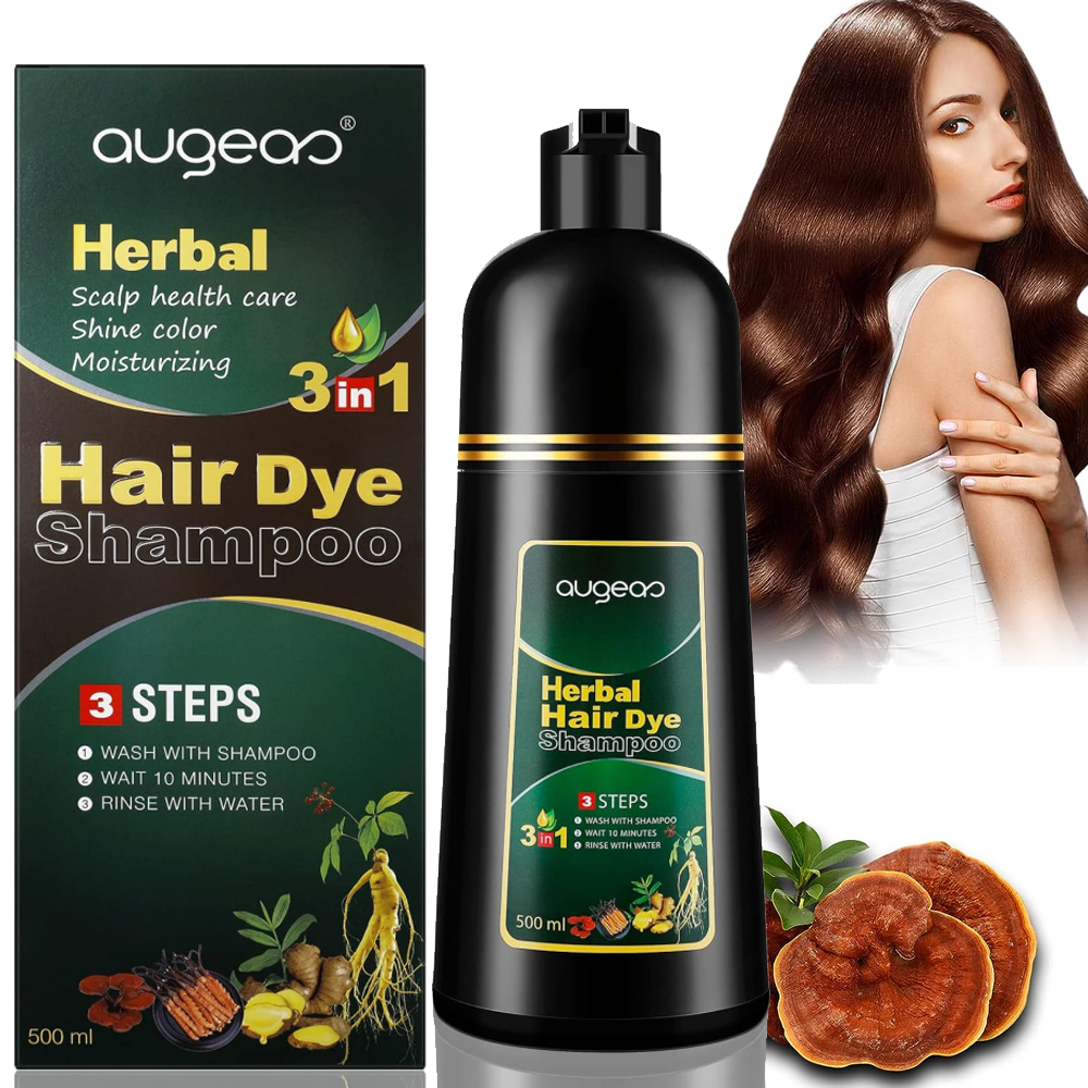 Dark Brown 3-In-1 Hair Color Shampoo Instant Dye Gray Hair Coverage 17.6 Fl Oz