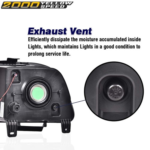 Fit For 2005-2009 Ford Mustang LED DRL Halo Headlights Assembly Black Headlamps 