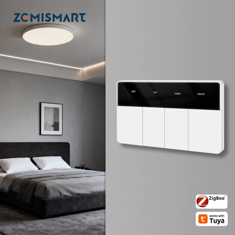 Zigbee DIY Name Switch Horizontal with Display Screen Panel Big Push Button Wall