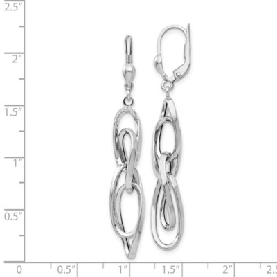 Pre-owned Superdealsforeverything Real 14kt White Gold Polished Dangle Leverback Earrings