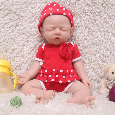 17'' Sleeping Silicone Reborn Baby Girl Newborn Full Body Floppy Silicone Doll