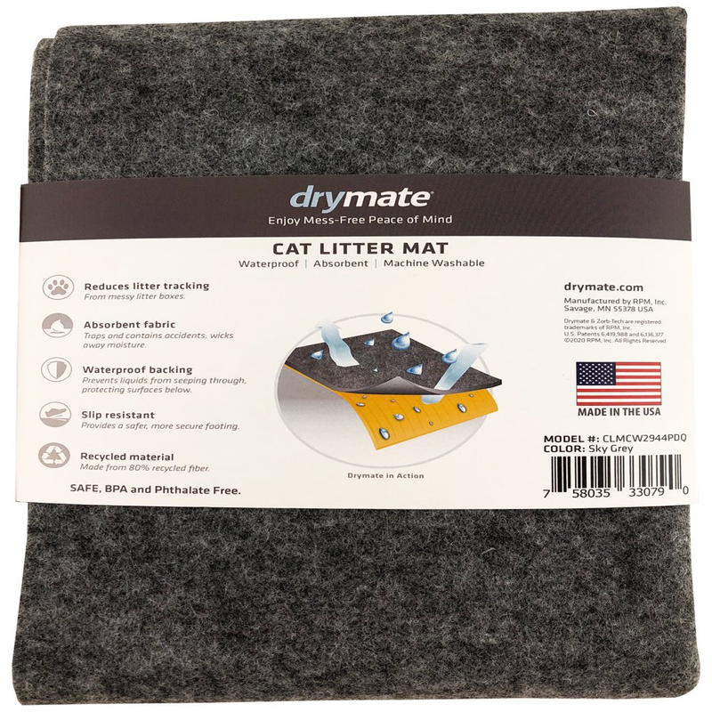 CAT LITTER BOX MAT 44" x 29" Less Litter Tracking Made In USA (Machine Washable)