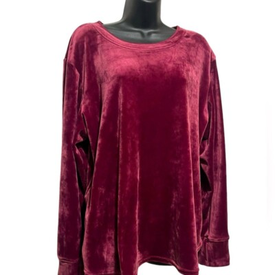 Cuddl Duds Double Plush Velour Purple Pullover Sweatshirt Loungewear Womens 3X