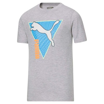 

Puma 858655-01 Kids Boys Summer Break Triangle Graphic Crew Neck Short Sleeve, Grey, Puma Summer Break Triangle Graphic Crew Neck Short Sleeve