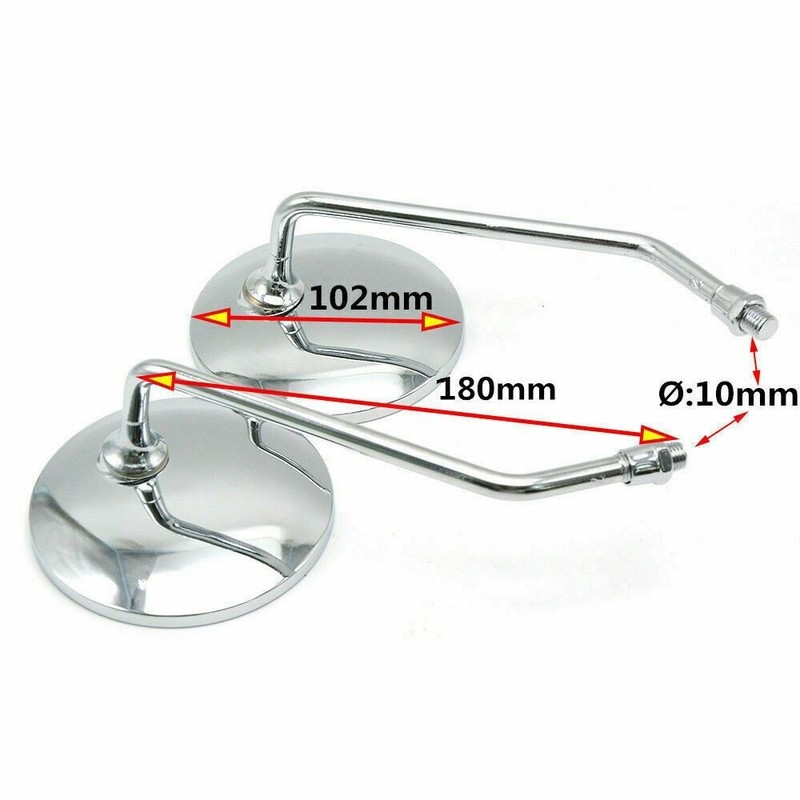 1 pair round chrome mirror 10mm for cafe racer minibike motorcycle AU STOCK