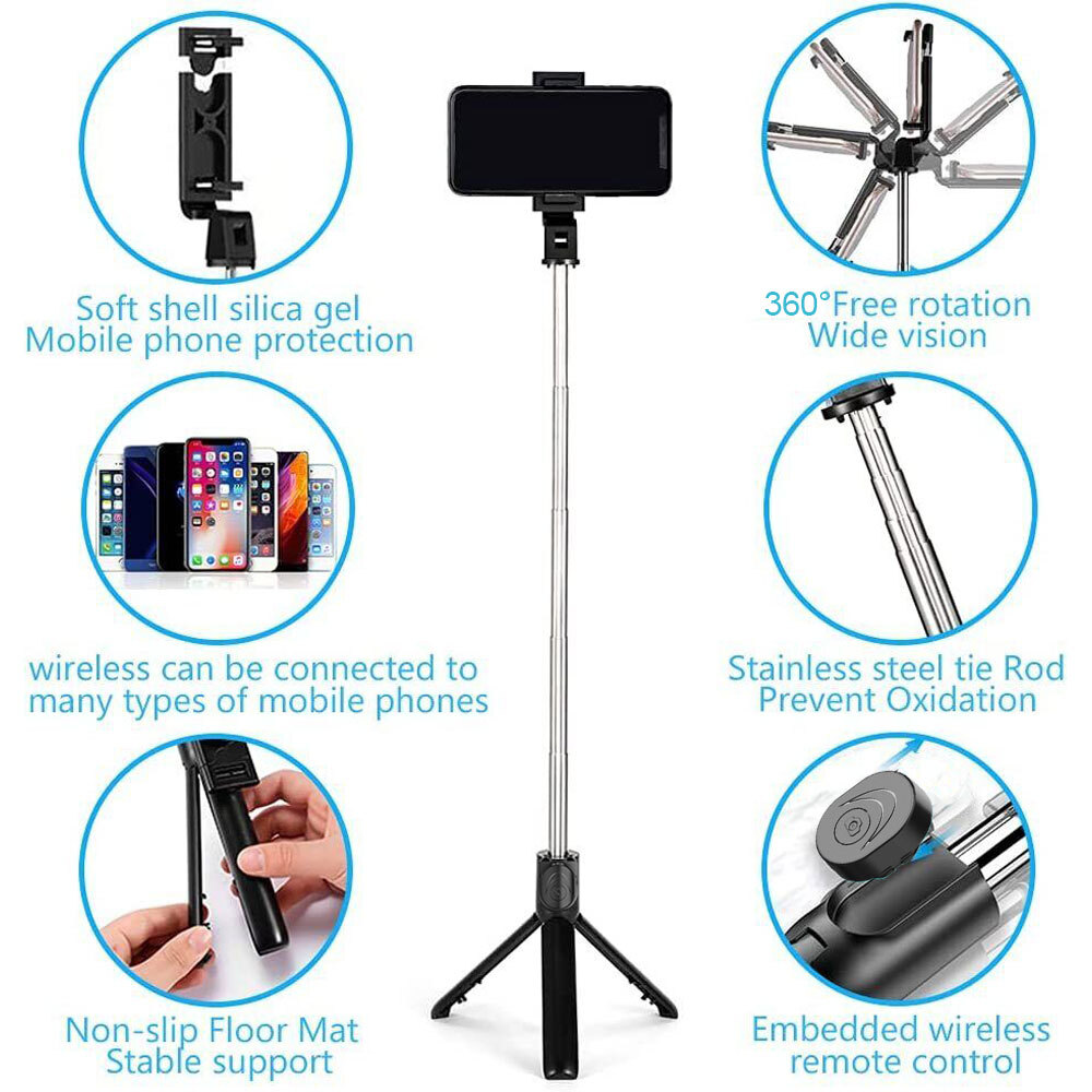 Selfie Stick 40 inch Extendable Selfie Stick Tripod Phone Tripod Wireless Remote