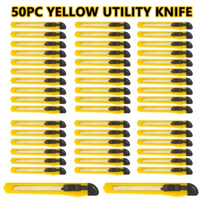 50PCS 9MM Slide Lock Utility Knife - Multi-Purpose Retractable Knife Yellow