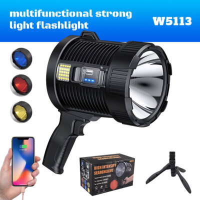 Super Bright LED Searchlight 900000Lm Rechargeable Spotlight Handheld Flashlight