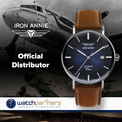 Pre-owned Iron Annie Classic Swiss Eta/sellita Auto Watch 41mm Case Blue Dial 5958-3