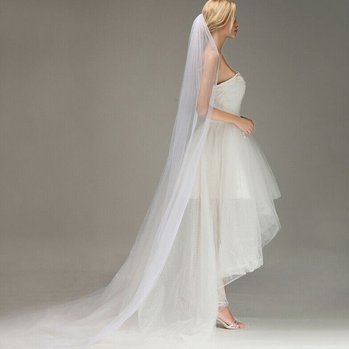 2m Long Prom Gown Simple Wedding Bridal Veil Cathedral With Comb