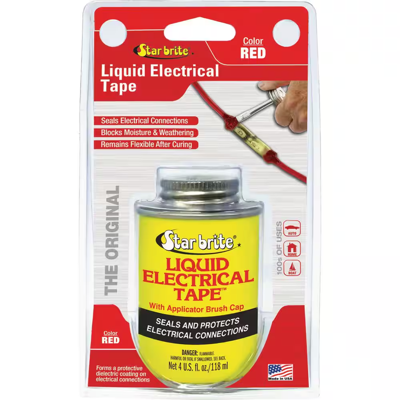 Liquid Electrical Tape Red Waterproof Sealant 4 oz Wire Terminal Repair